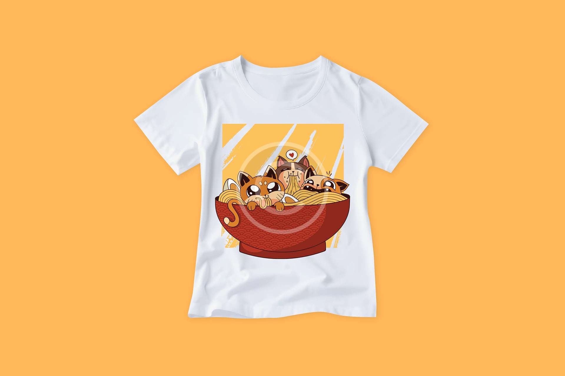Camiseta gatinhos no macarrão